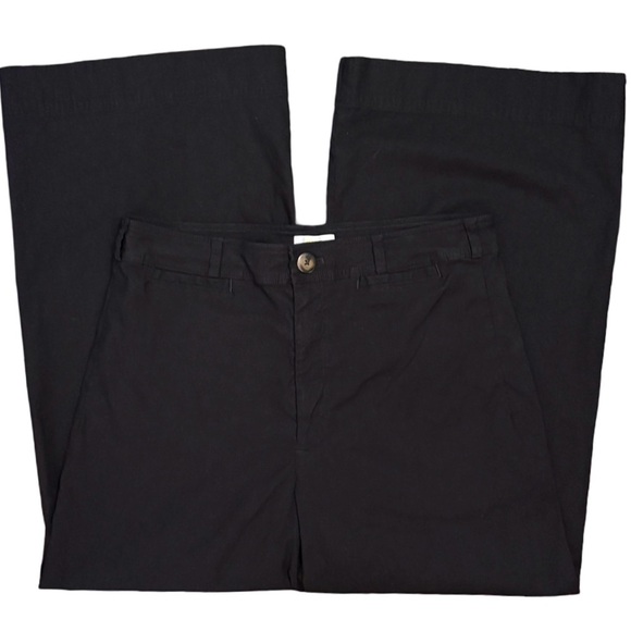 Maeve by Anthropologie Black High Waist Wide Leg Ankle Pants Linen Blend Size 33 - Picture 3 of 11